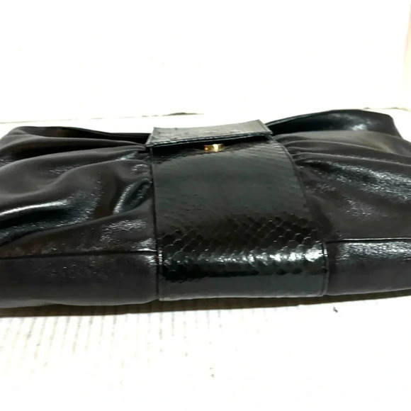 Vintage black snake skin leather clutch bag